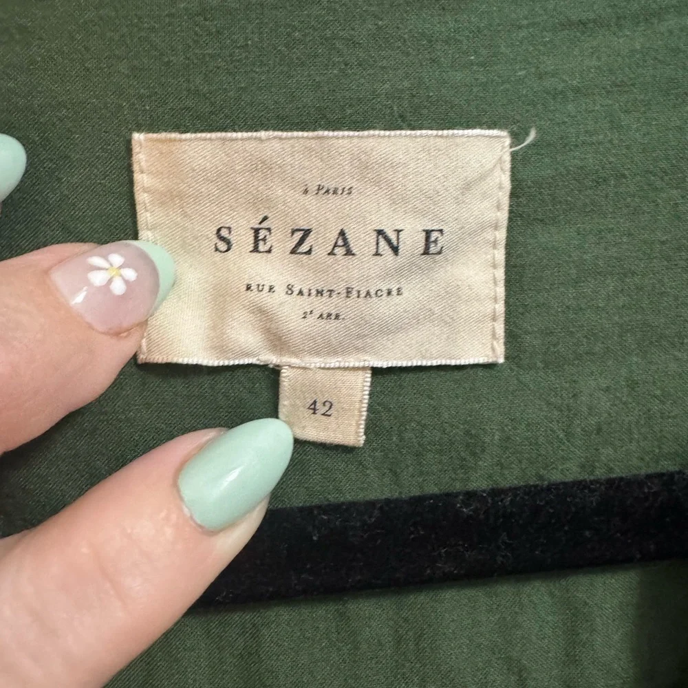 Sezane Green Floral Embroidered Button-Up Blouse - Picture 5 of 6